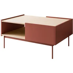 COUCHTISCH ESSENCE L97 mit Keramik Rot / Eiche Linea