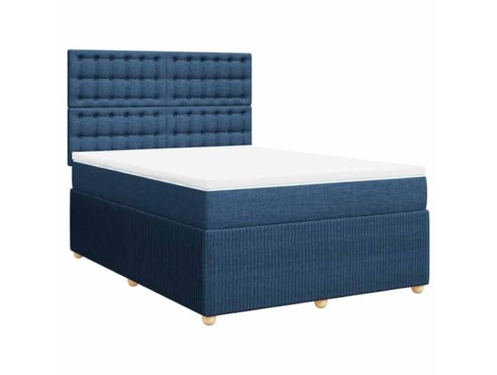 PUGYNBK Boxspringbett mit Stoffmatratze, Blau, 160 x 200 cm Boxspringbett, verstellbares Kopfteil, atmungsaktiver Matratzenschoner, Lattenrost