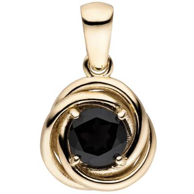 Kettenanhänger JOBO "Granat-Anhänger 14 mm", schwarz (rot, rot), Schmuckanhänger, Damen, Gelbgold 333, Kettenanhänger, 8 Karat 333 Gold mit Granat