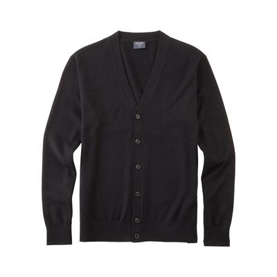 Cardigan OLYMP "Casual Strick", Herren, Gr. XXL, schwarz, Feinstrick, Obermaterial: 100% Schurwolle, unifarben, normal, V-Ausschnitt, Strickbund, Strickjacken, aus weicher Merinowolle