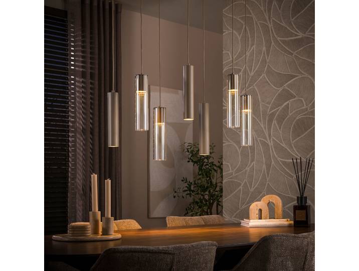 Hanglamp Lungo 4+3-lichts Beige