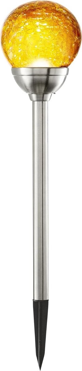 Ronde Zilveren LED Solar Tuinlamp met Grondspies en Schemersensor