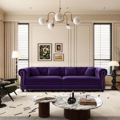 Unbranded "89"" Velvet Chesterfield 3-in-1 Pull Out Sofa Bed, King Size Convertible Sofa"