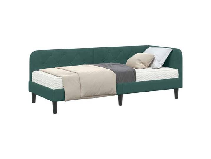 BEAU Cadre de lit d'angle - SARAZYJ - Design en L - Lit de repos - Lit de jour - Vert foncé 80 x 200cm Velours - 603238