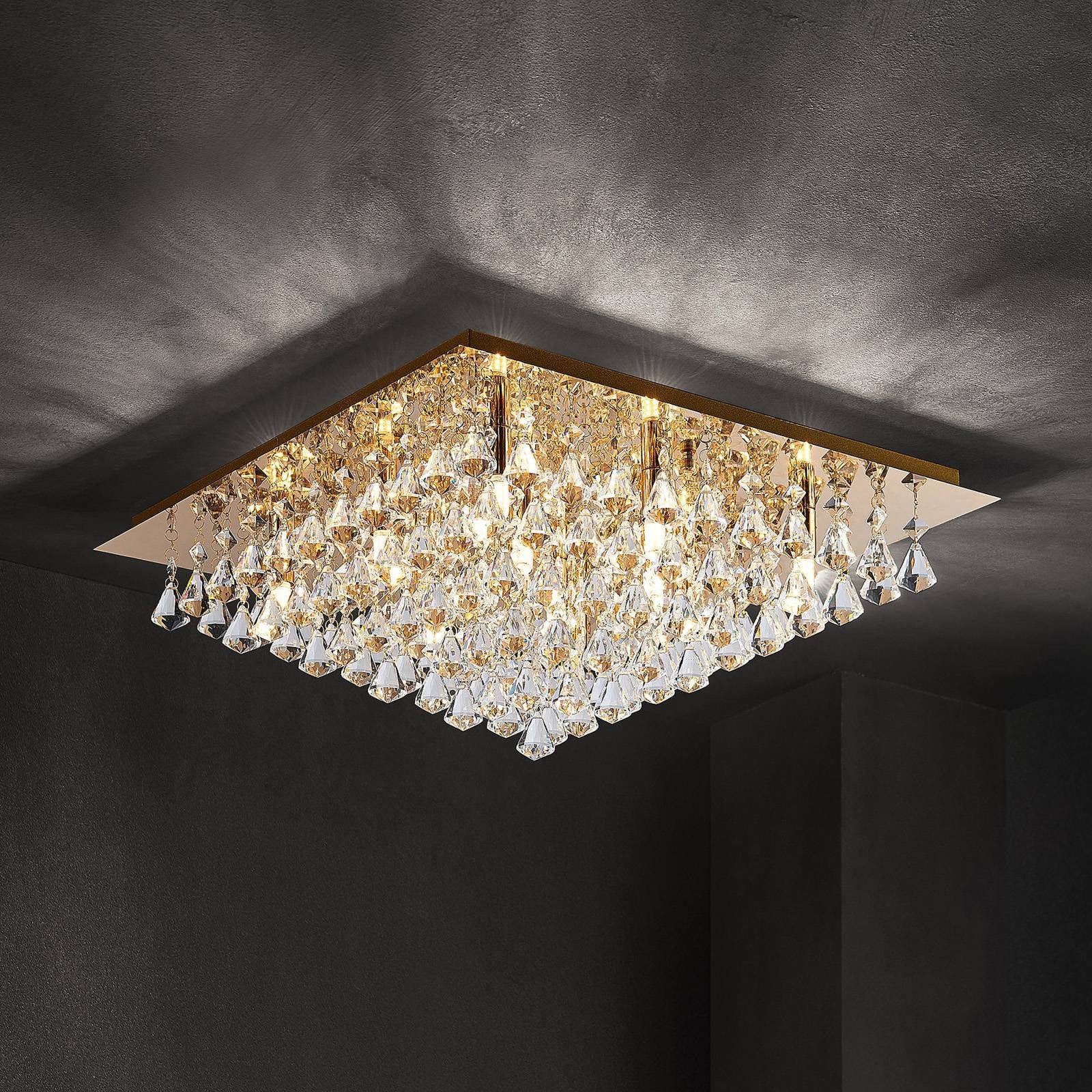 Lindby Plafondlamp Kristal Goud/Messing Dimbaar