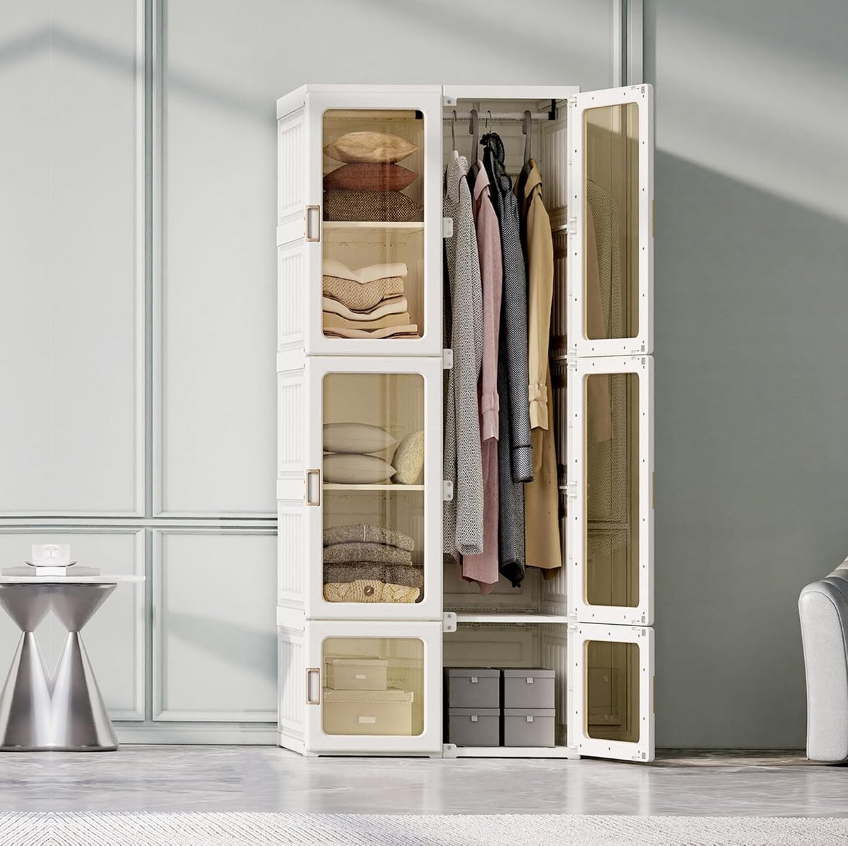 Merkloze plastic kledingkast voor de slaapkamer, Hoogte: 170 cm