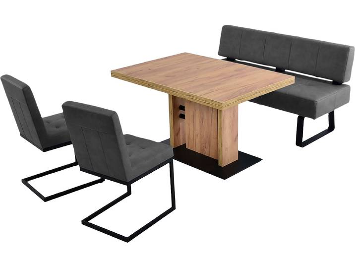 K+W Komfort & Wohnen Spider II Polsterbank Sitzsteppung, bequem durch Sandwichbauweise, Metallkufe in schwarz