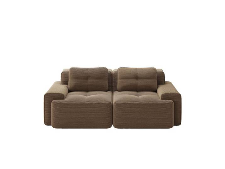 VLIVRA Canapé modulable 2 places - canapé droit avec assise confortable et design nuage velours côtelé brun - 204x104x69 cm