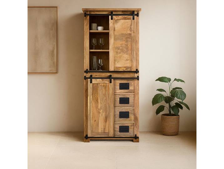 Armoire buffet bois massif et métal - Paris