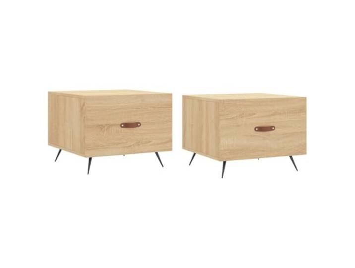 KGFHERENB Couchtische 2er Set Sonoma-Eiche 50x50x40 cm Beistelltisch Stilvolles 2er Set Beistelltische mit Schublade für Wohnzimmer und Schlafzimmer, stabile Beine aus Eisen.