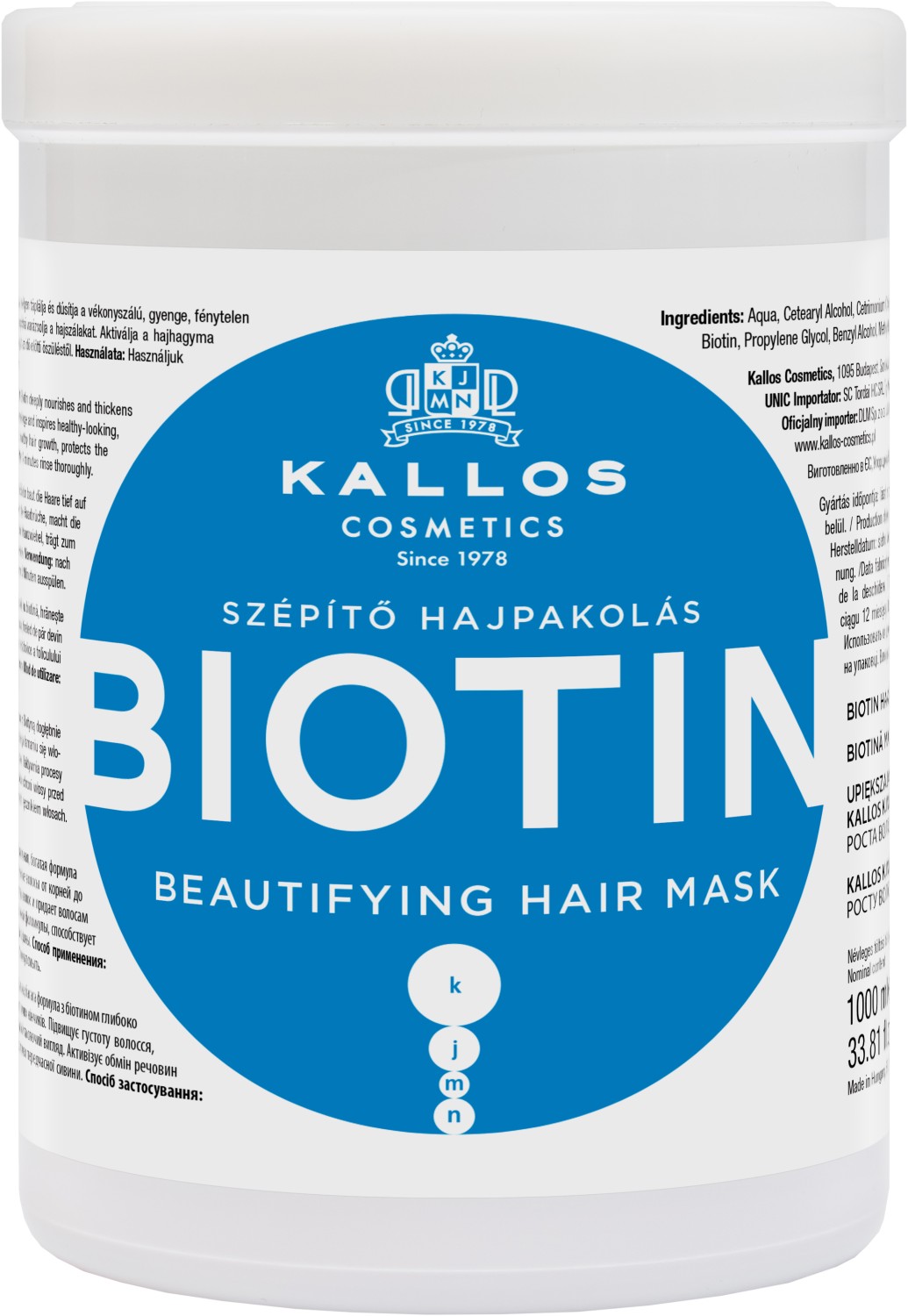 Kallos KJMN Biotin Beautifying Hair Mask 1000 ml KA-KJMN1409