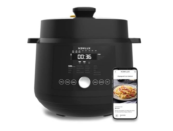 NEWLUX - Mijoteuse Électrique 6L SmartChef V600 (1200W)\, Robot Cuisine avec 4 Niveaux de Pression (90 kpa) et 17 Programmes. Slow Cooker programmable 24h avec Vapeur 2 Niveaux
