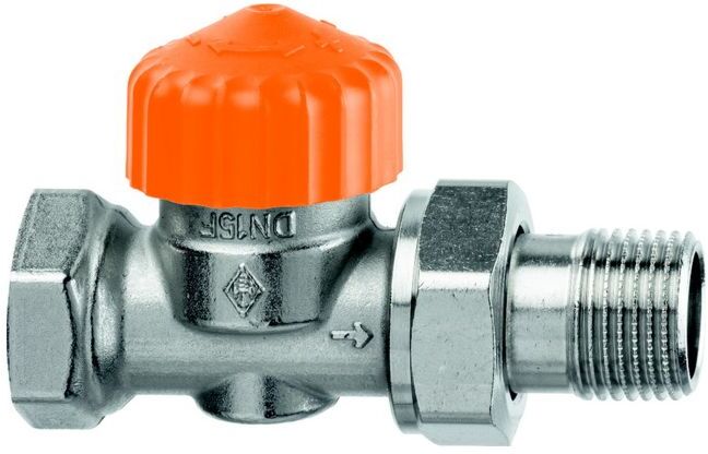 Heimeier Eclipse Thermostat-Ventilunterteil 3462-02.000 Rp 1/2xR 1/2, Durchgang, Messing vernickelt, gekürzt