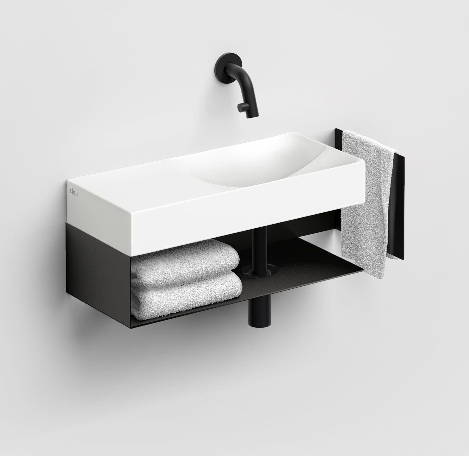 Clou Vale Left Keramik - Handwaschbecken 45 cm ohne Hahnloch