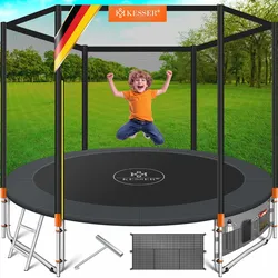 KESSER® - Trampolin    TÜV Rheinland GS Zertifiziert   Komplettset mit Sicherheitsnetz, Leiter,  Randabdeckung, Seitentasche & Zubehör   Kindertrampolin Gartentrampolin Belastbarkeit 150 kg