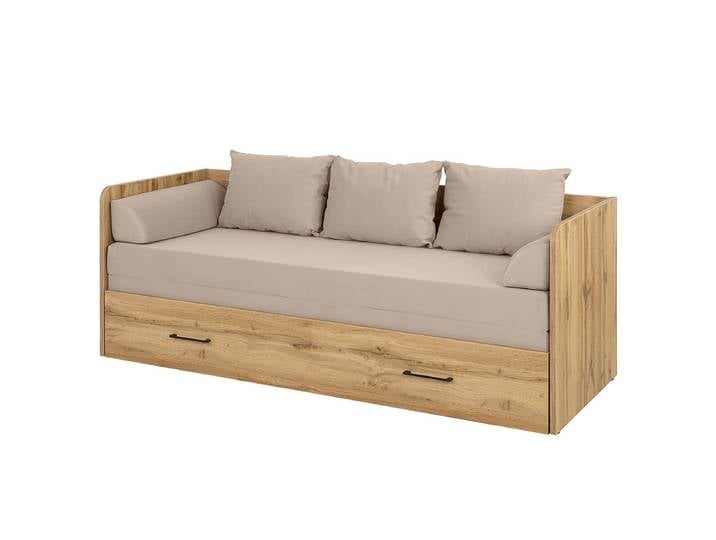 Bettsofa - Samt 150 x 200cm Samt Holz/Wotaneiche Dekor Eiche