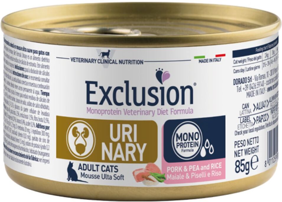 Exclusion Urinary Maiale Piselli e Riso 85 gr per Gatti