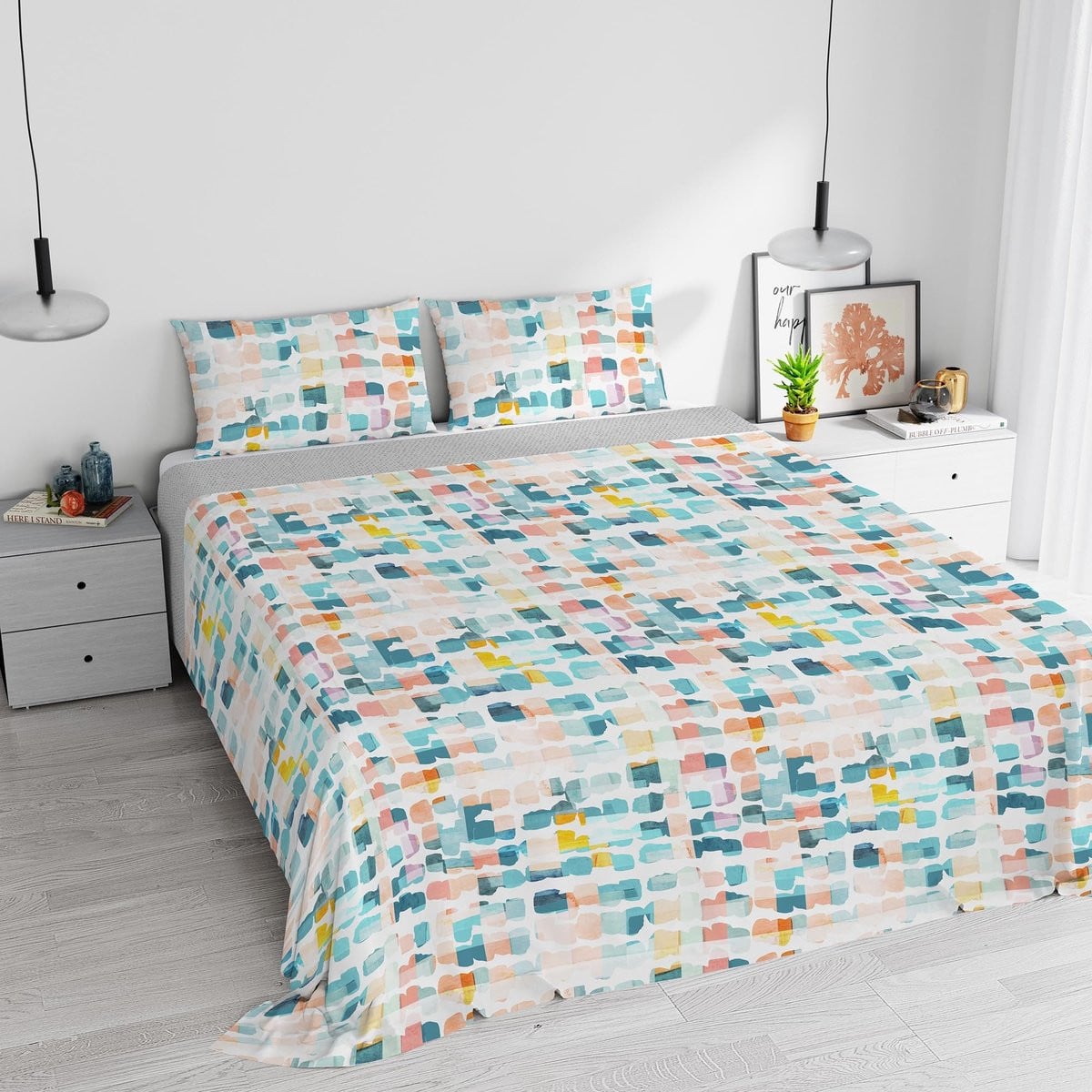 Omgoods Watercolor Dekbedovertrekset van 100% Katoen voor Tweepersoonsbed