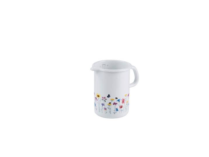 Riess Messbecher Flora, Weiß, Metall, Messskala für Flüssigkeiten, Backen & Backzubehör, Messbecher