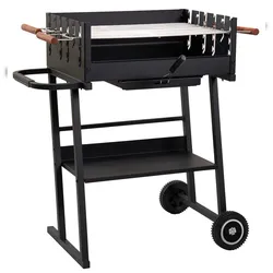 Tarrington House Holzkohlegrill Brigida, Grillfläche 41 x 58.5 cm, 2 höhenverstellbare Grillroste, fahrbar, Stahl, schwarz