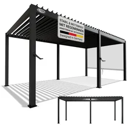 Juskys Lamellendach Tahiti 3x5,9 m - Stahl Pergola - Terrassenüberdachung stabil - Anthrazit