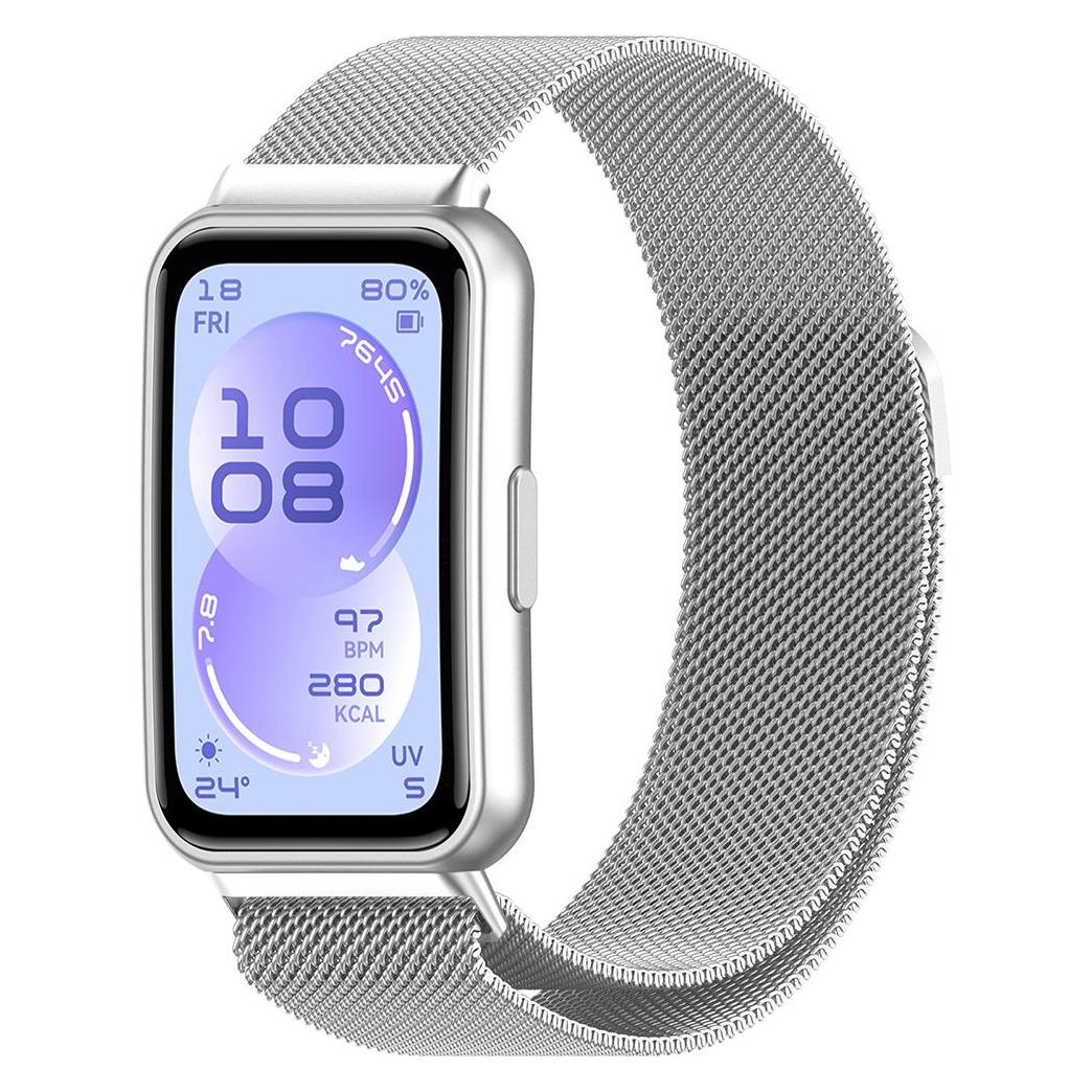 Techsuit - Watchband (W009) - Huawei Band 11 / Band 11 Pro - Silver (Magnet, Stainless Steel) (68332349)