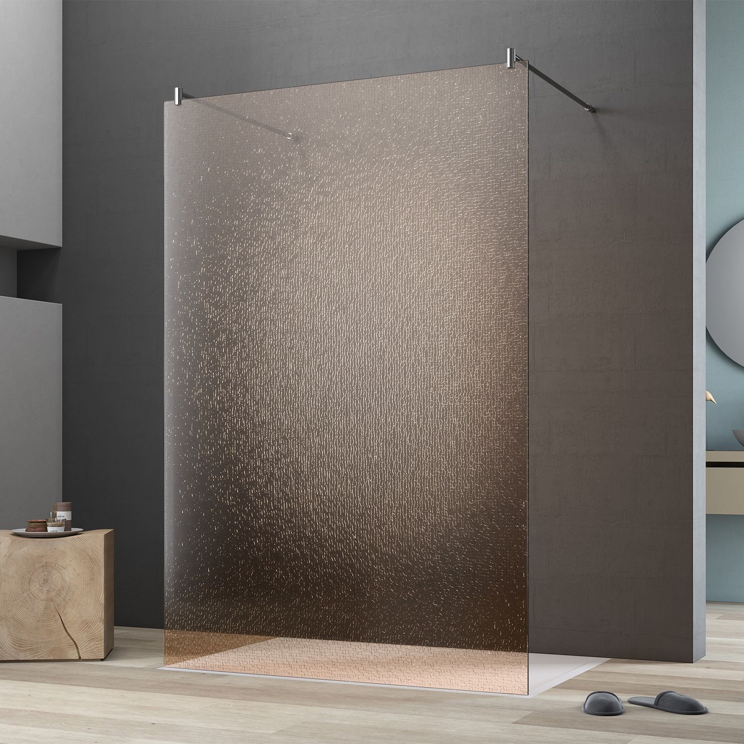 GEO maw flex 1-tlg. freistehende Seitenwand mit VSG, 120 cm mit Glasbeschichtung, Duschkabinen, AW002CBR1200MS,