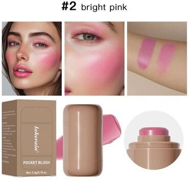 Inspire Select GlowFusion 3 in 1 Cream Blush Stick Hydrating Lip & Cheek Tint With Radiant Finish bright Pink
