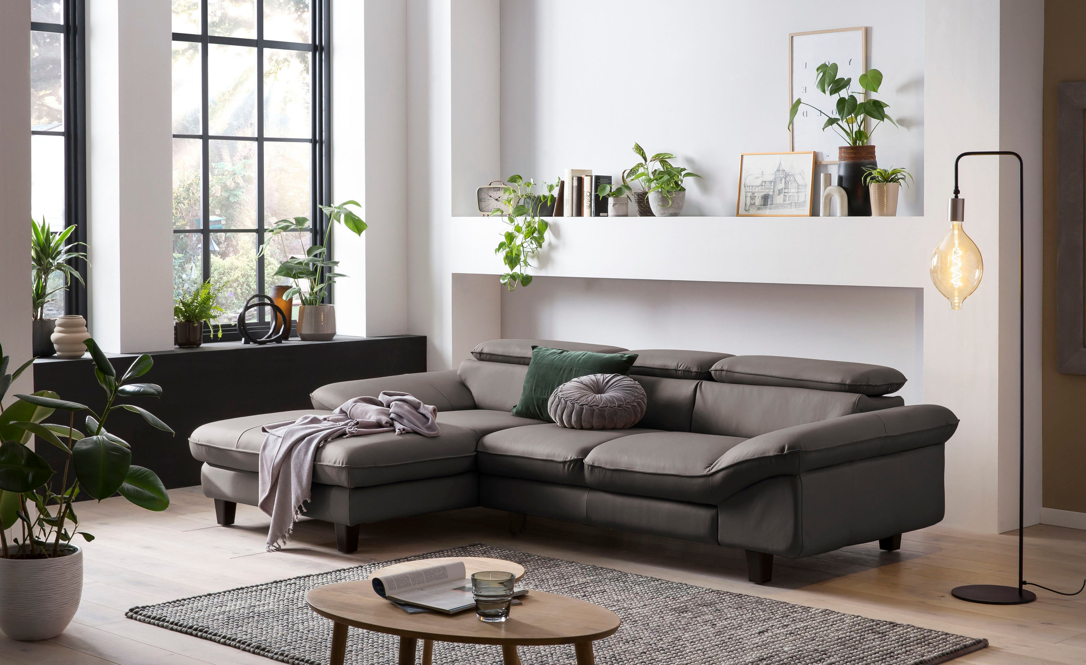 Ecksofa HOME AFFAIRE "Pilot L-Form", braun (cacao), B:268cm H:73cm T:108cm, 100% Polyester, Feinstruktur 75000 Scheuertouren, Struktur 35000 Scheuertouren, Microfaser 40000, Sofas, Ecksofa, mit Kopfteilverstellung, wahlweise mit Schlaffunktion & Bettkaste