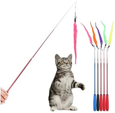Friendly Fresh Finds Colorful Cat Teaser Wand Rod Chase Toys Interactive Plush Worm Replacement Refills For Pet Play Colorful Cat Teaser Wand Rod Chase Toys Interactive Plush Worm Replacement Refills For Pet Play