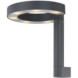 Wandleuchte Aussen LED Wandlampe Aluminium Kunststoff Leuchten Aussen satiniert grau, Ring-Design, 1x LED 6 Watt 280 Lumen warmweiß, HxBxT 20x22x22,5 cm