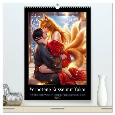 Verbotene Küsse mit Yokai (hochwertiger Premium Wandkalender 2027 DIN A2 hoch), Kunstdruck in Hochglanz