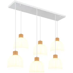 LED Hängeleuchte Pendelleuchte Esszimmerlampe 6-flammig Weiß Metall L 105 cm