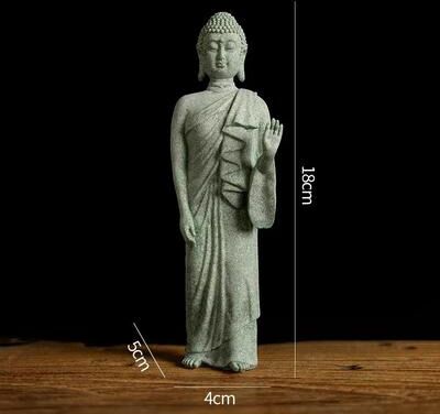 Inspired Living Zen Serenity Mini Buddha Aquarium Statue Green Sandstone Zen Fish Tank Decor zhan Zi Zoushou
