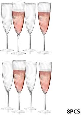 The Handy Homestead Clear Plastic Toast Flutes Disposable Champagne Glasses For Weddings 8pcs