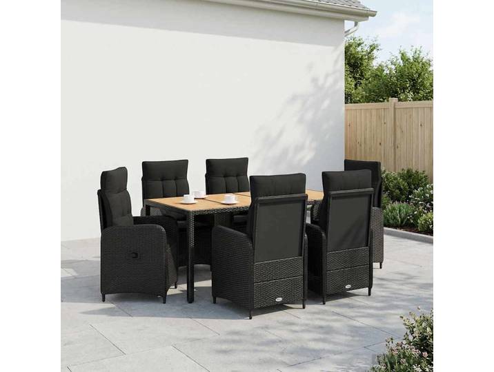 vidaXL Outdoortisch-Set 7 stk. Schwarz