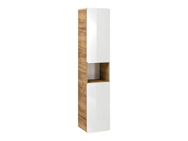 Komodee Hochschrank Arvida Szk4 Offenes Regal Eiche Weiß, 5 Fächer, 35x170x35 cm, Badezimmer, Badmöbel, Hochschränke