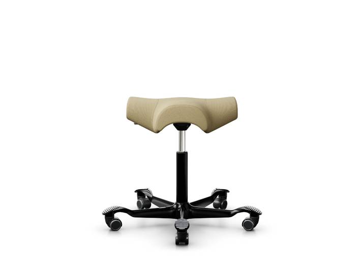 Sattelhocker HAG Capisco 8105 Gelb/Schwarz, Hartbodenrollen, Dynamisches Sitzen - optimal für gesundes Sitzen