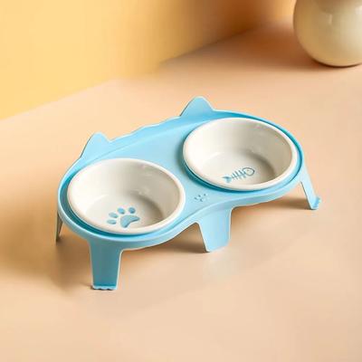 Inspire Essentials CeramiTilt Elevated Double Cat Bowl Set 1