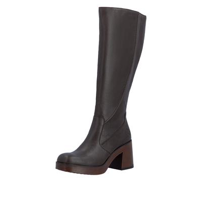Stiefel RIEKER, Damen, Gr. 40, Normalschaft, braun, Lederimitat, unifarben, Schuhe Stiefel, Langschaftstiefel mit weicher Innensohle, Blockabsatz