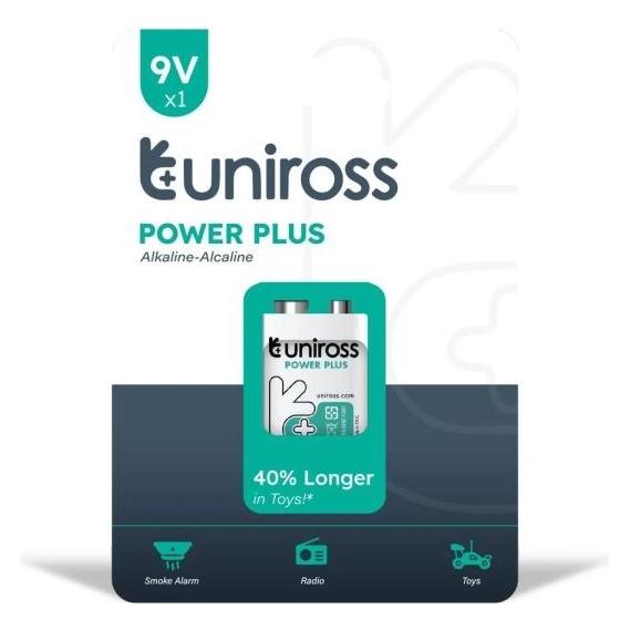 Uniross Power Plus Alkaline 6LR61 9V - PK1 (1 Stk., 9V Block, 600 mAh) (UPP9PK1)