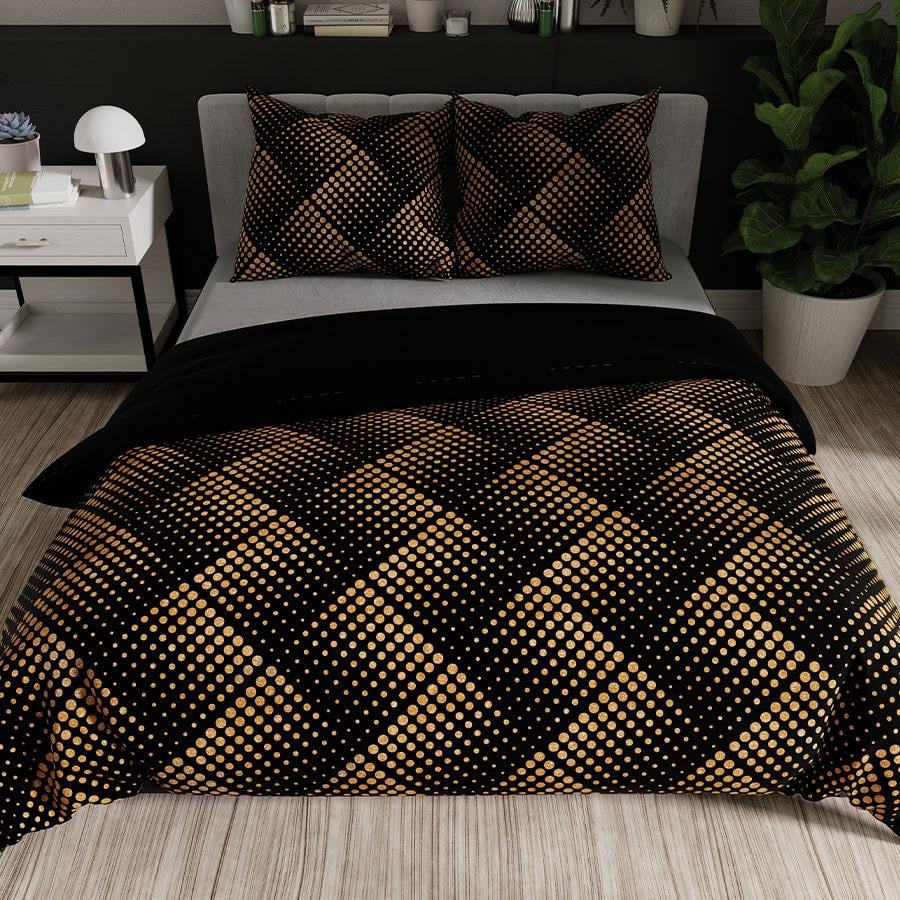 Markizeta Home Luxe satijnen beddengoed met gouden geometrische patronen 160x200 cm