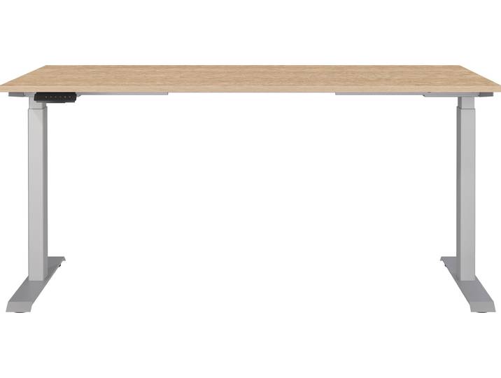 Schreibtisch GERMANIA Jet , lindberg, eiche, nachbildung, silber, silber, lindberg, eiche, nachbildung, B:160cm H:72cm T:80cm, Tische, Schreibtisch