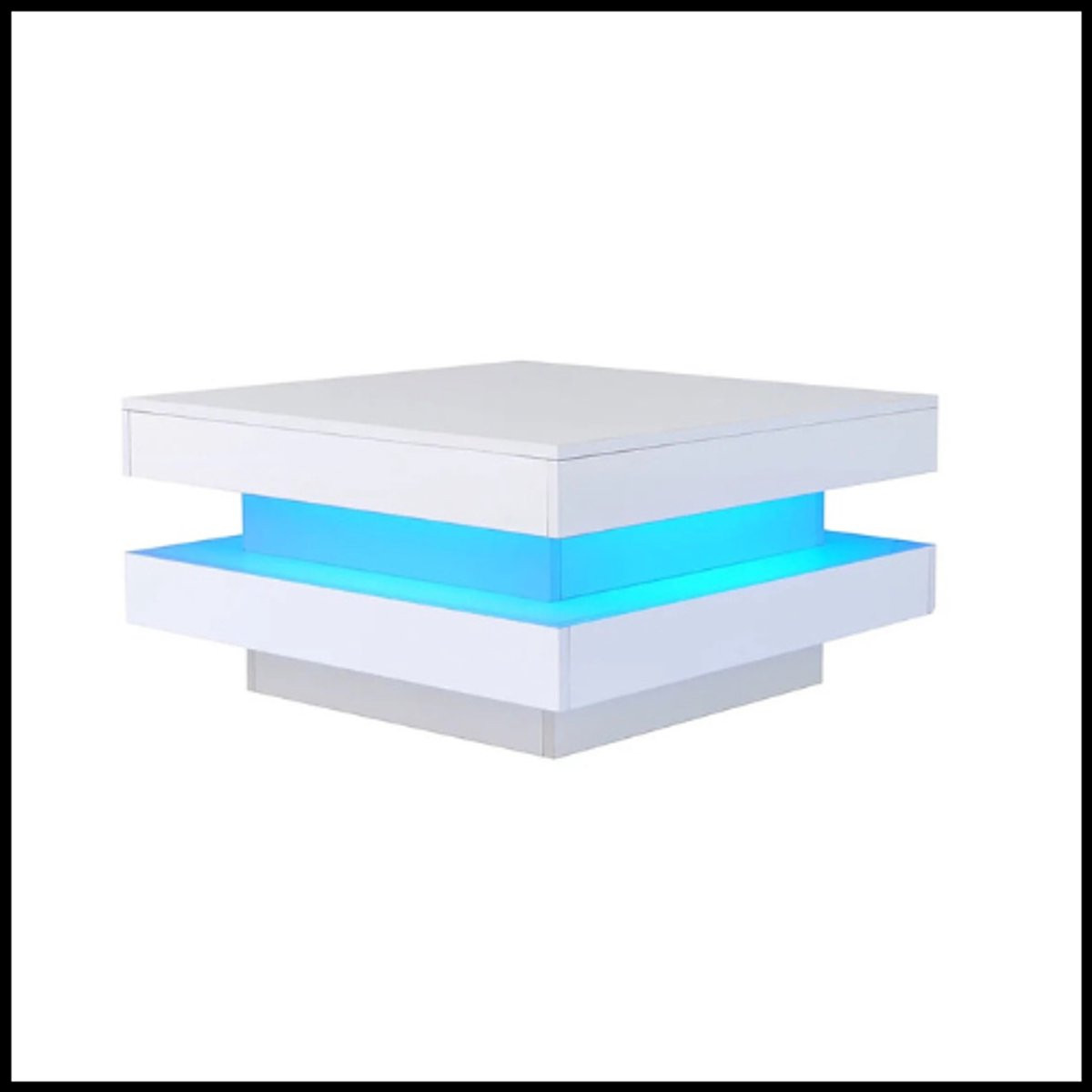 Vierkante Salontafel in Witte Hoogglans met Bluetooth LED-strip en Modern Minimalistisch Design