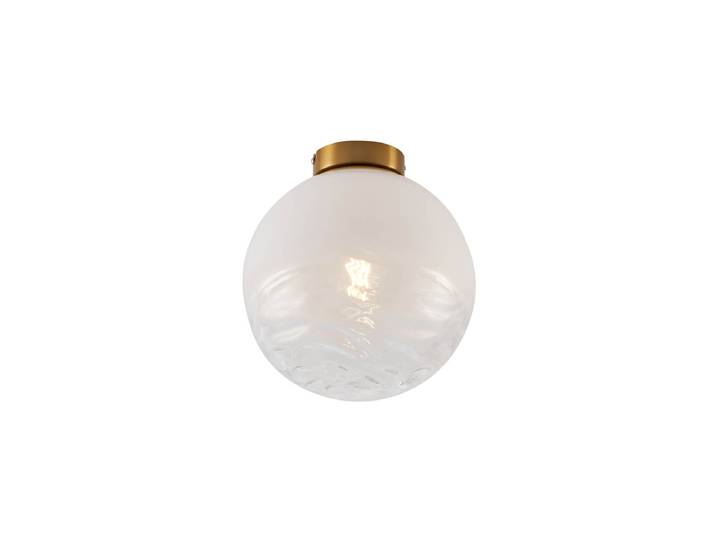 Plafonnier design laiton avec verre dégradé blanc - Pillon