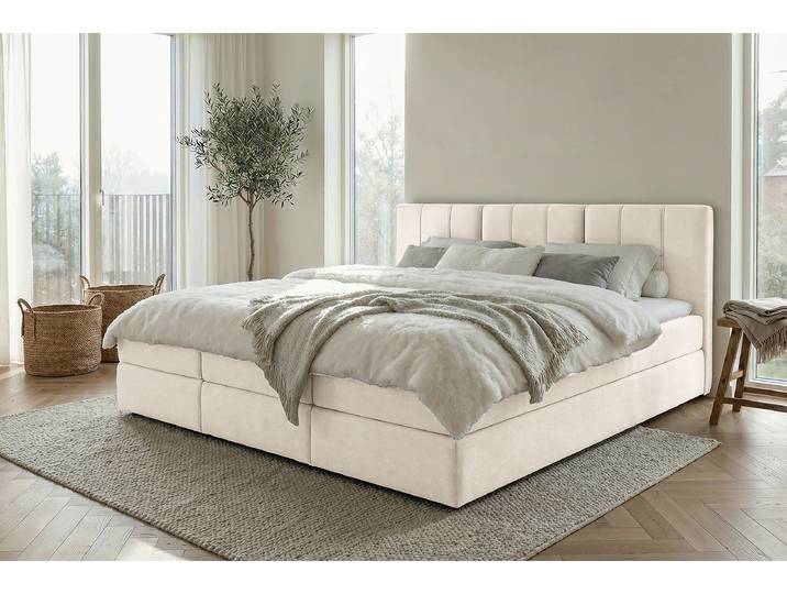 Boxspringbett Typ B 243 x 117 x 201cm Microfaser Wiam Beige
