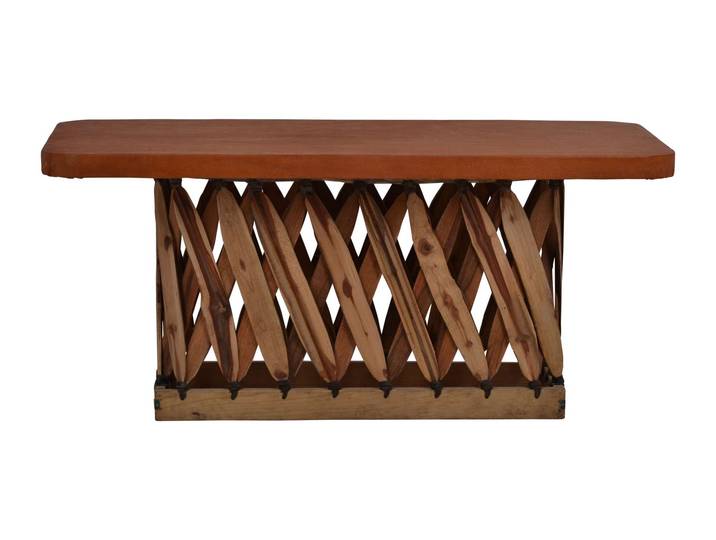 Equipales Couchtisch 100x60cm Massivholz, Schweinsleder Zedernholz Landhaus Mexiko Möbel Mexikanisch