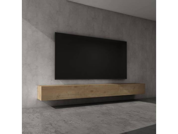 doporro Meuble TV Bas 300 cm Armoire TV Marron Clair Table de Télévision Salon avec Portes Meuble TV Suspendu MBTV02