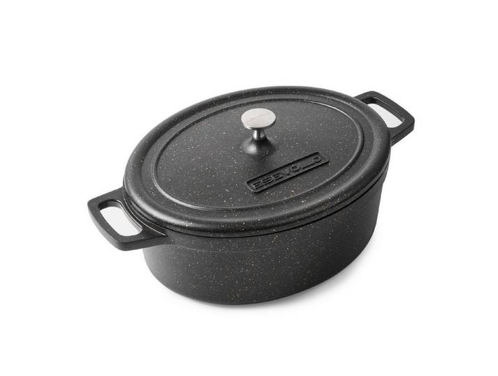 LuxusKollektion Bräter Bräter Oval 31cm Aluguss Induktion PFAS-frei Schwarz
