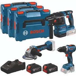 Bosch Combo Kit 18V-Set mit 3 Werkzeugen: GSR + GBH + GWS + 2x GBA 5.0 Ah + GAL 18V-40 - 0615A5009G